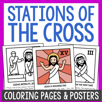 Stations of the cross coloring pages posters church bulletin board activity