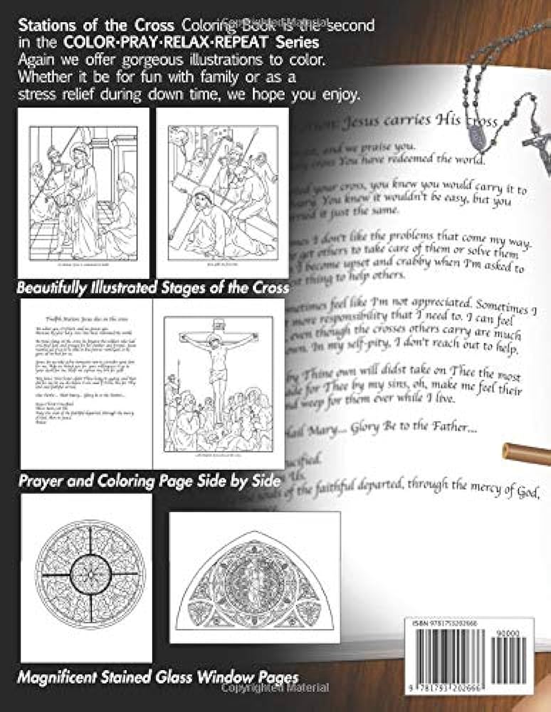 Stations of the cross coloring book color â pray â relax â repeat series designs mmandi books