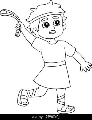 David and goliath coloring page for kids stock vector image art