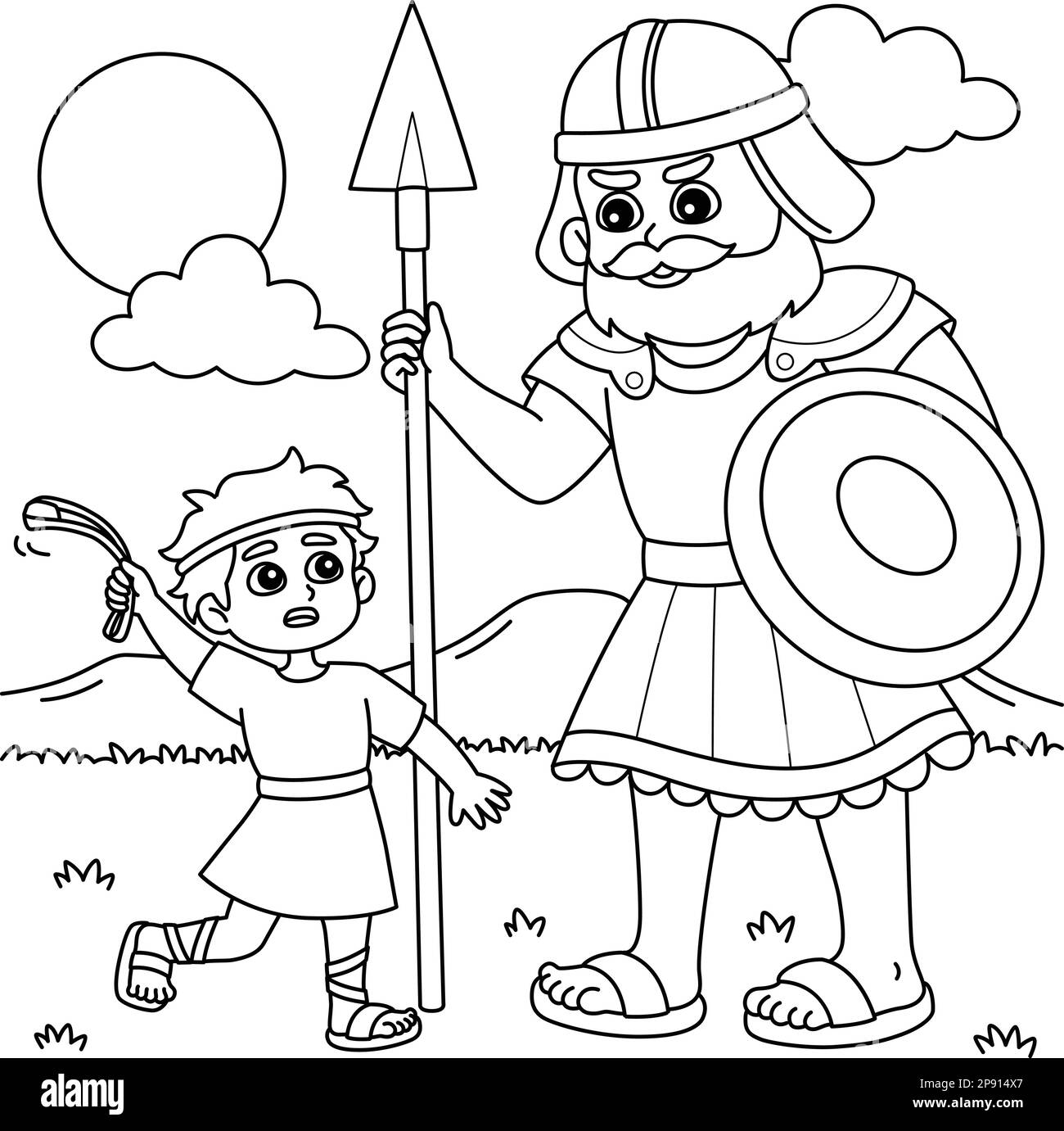 David and goliath illustration black and white stock photos images