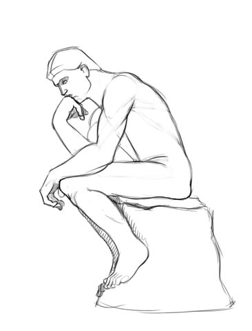 The thinker statue by auguste rodin coloring page free printable coloring pages