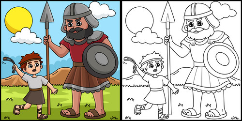 David and goliath vector images over