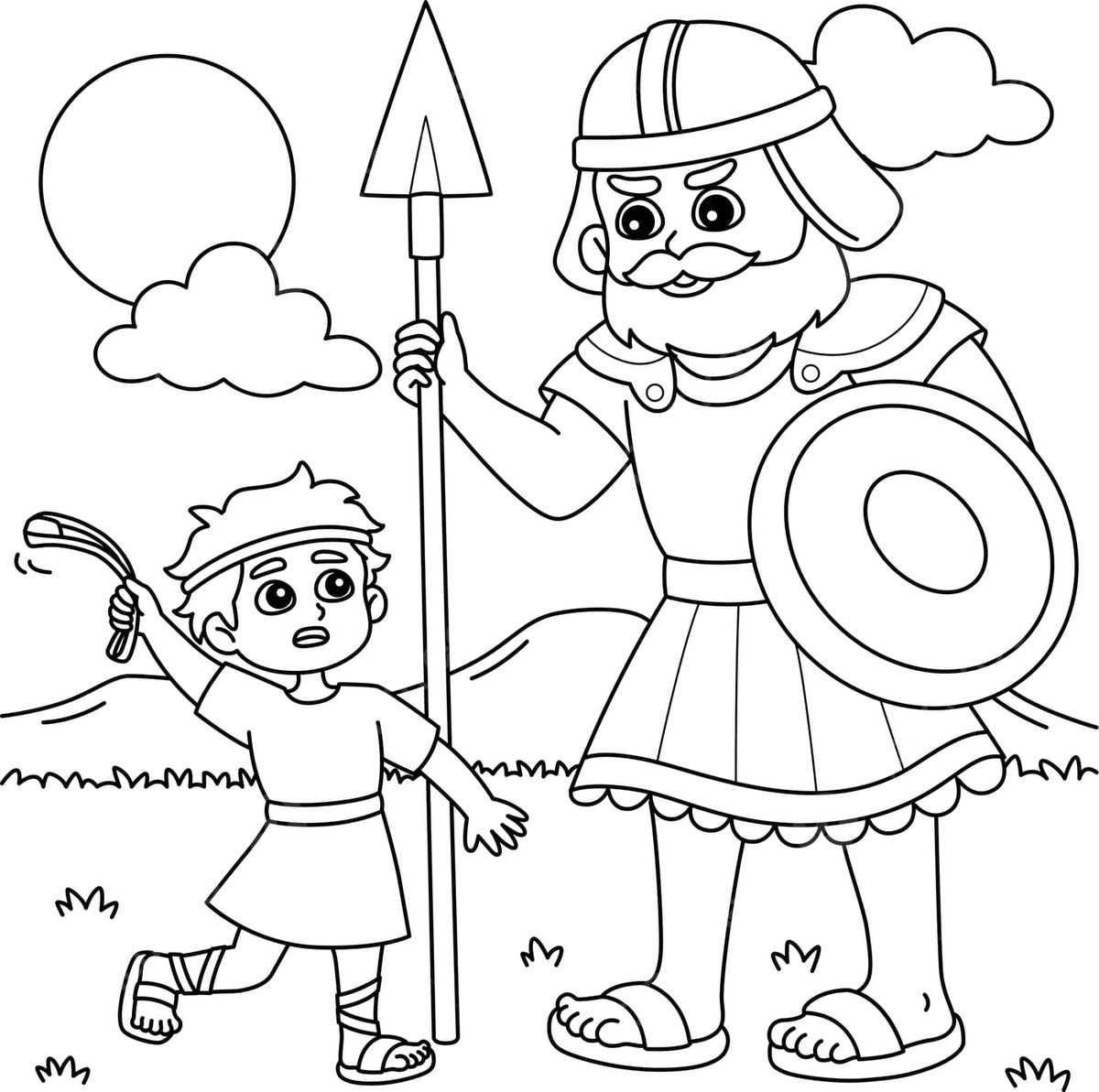 David and goliath coloring page for kids catholic colour kids vector cat drawing ring drawing kid drawing png and vector with transparent background for free download