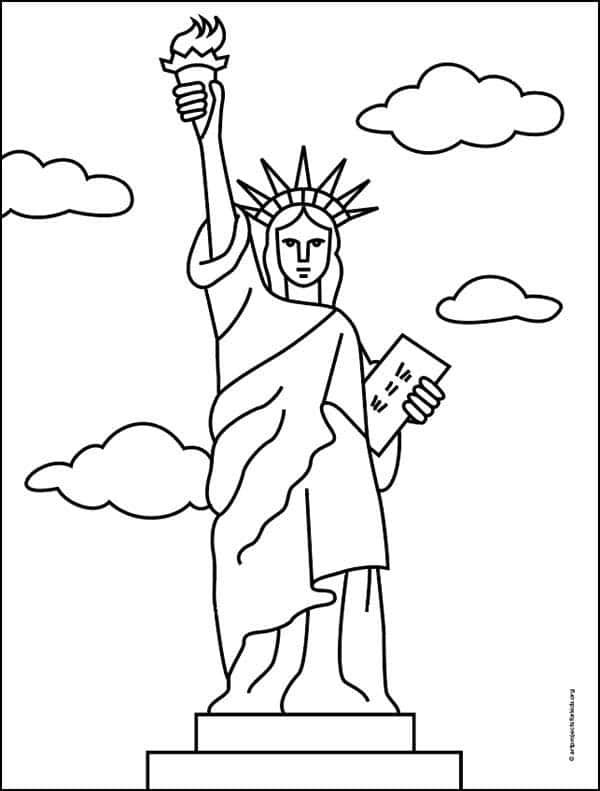 How to draw the statue of liberty tutorial video and coloring pages statue of liberty drawing coloring pages classroom art projects