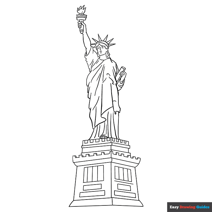 Statue of liberty coloring page easy drawing guides