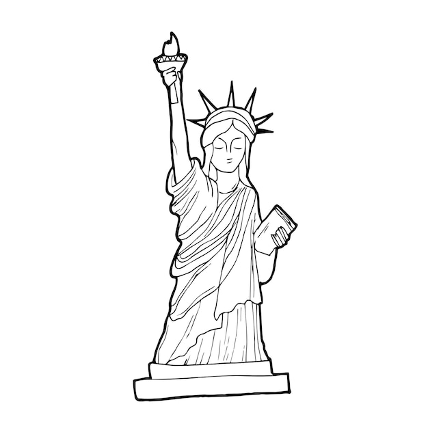 Premium vector sketch of statue of liberty new york city united states modern vector illustration concept