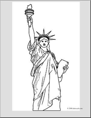 Clip art statue of liberty coloring page i