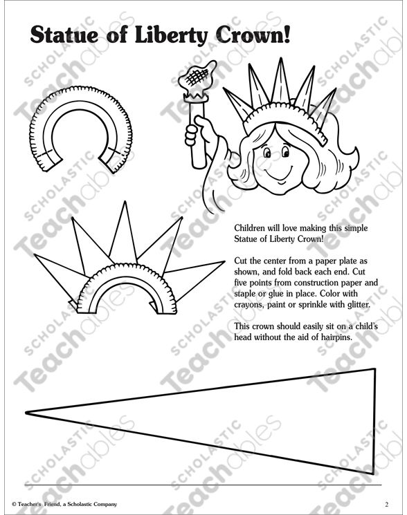 Statue of liberty activities printable arts crafts and skills sheets veterans day coloring page statue of liberty crown free printable art