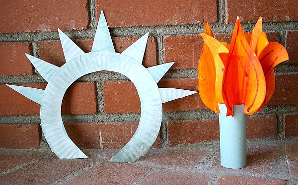 Crafts for kids make a statue of liberty crown and torch