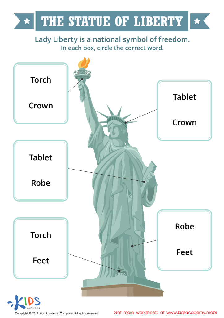 The statue of liberty printable free worksheet for kids