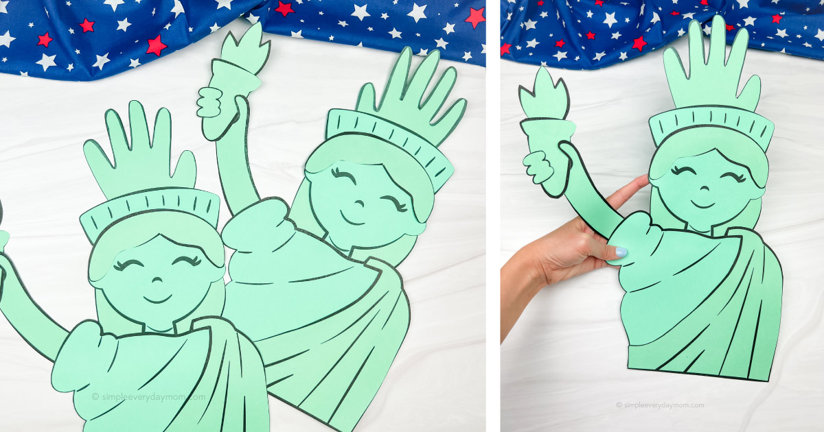 Handprint statue of liberty craft free template