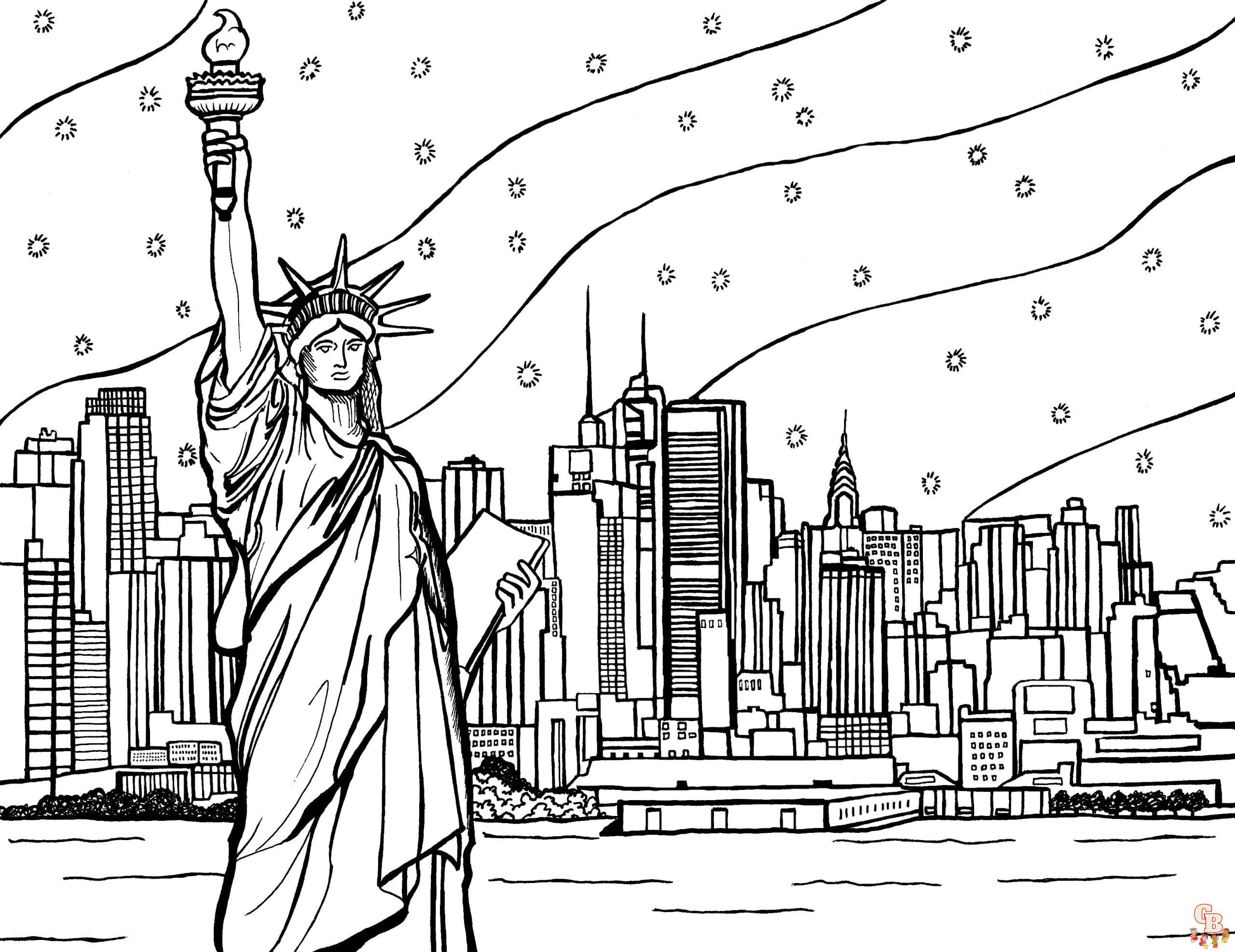 Printable statue of liberty coloring pages free