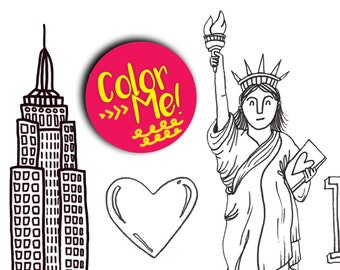 Instant download new york city coloring page coloring pages download coloring pages kids coloring pages adults statue of liberty