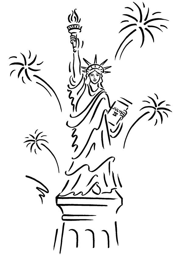 Statue of liberty coloring pages with fireworks flag coloring pages coloring pages black and white drawing