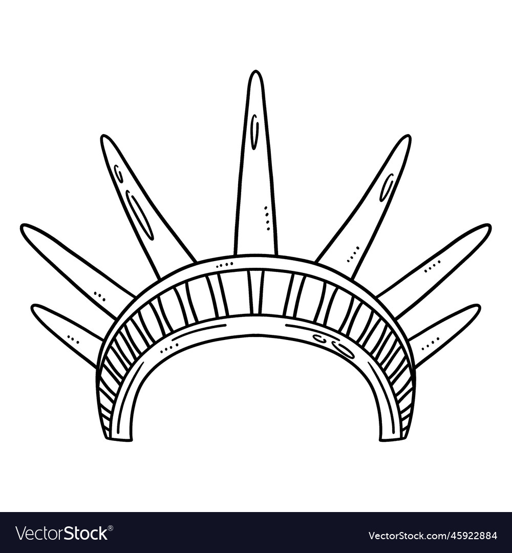 Statue of liberty crown isolated coloring page vector image