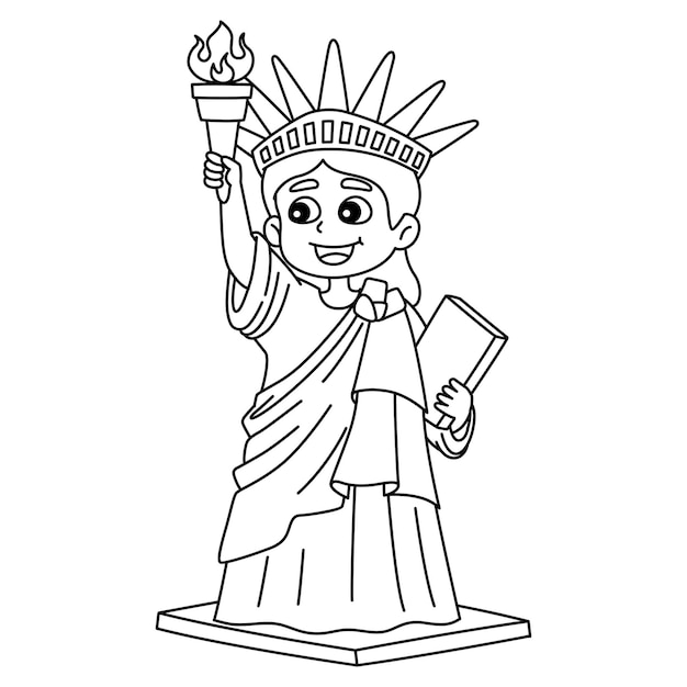 Premium vector th of july statue of liberty isolated coloring