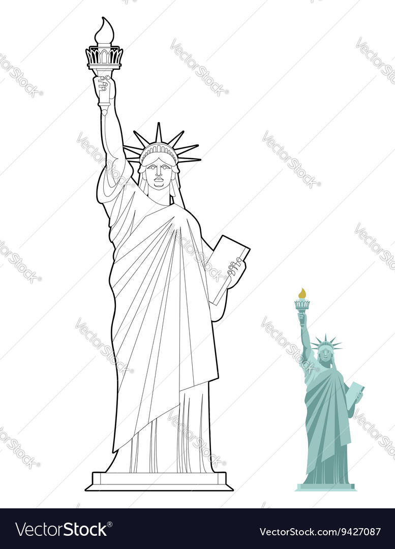 Statue of liberty coloring book symbol freedom vector image