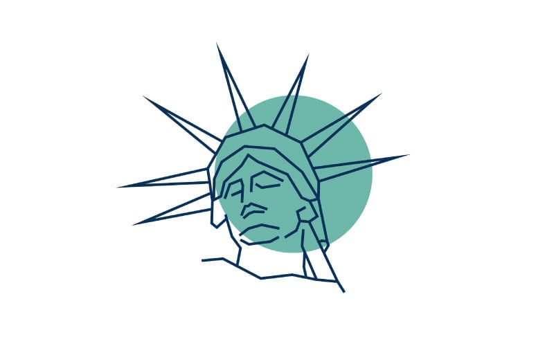 Line art statue of liberty logo design liberty statue vector illustration