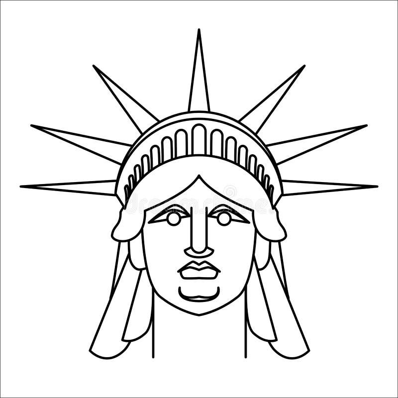 Head of statue of liberty linear style face sculpture america stock vector