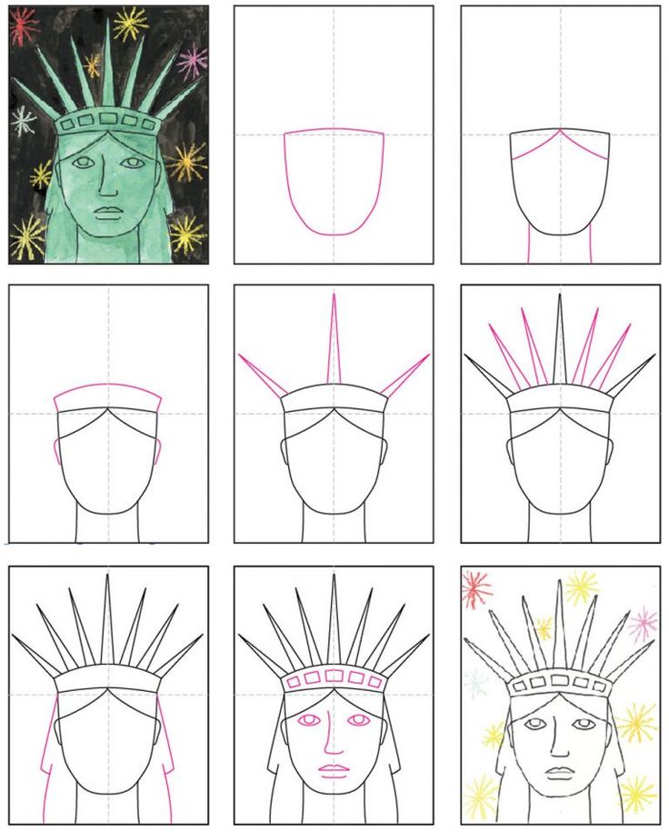 How to draw the statue of liberty tutorial video and coloring pages kids art projects patriotic art ideas elementary art