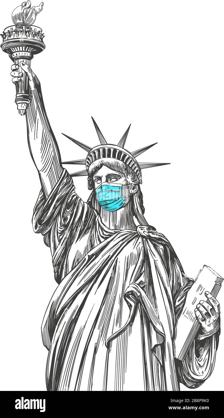 Statue of liberty face mask stock vector images