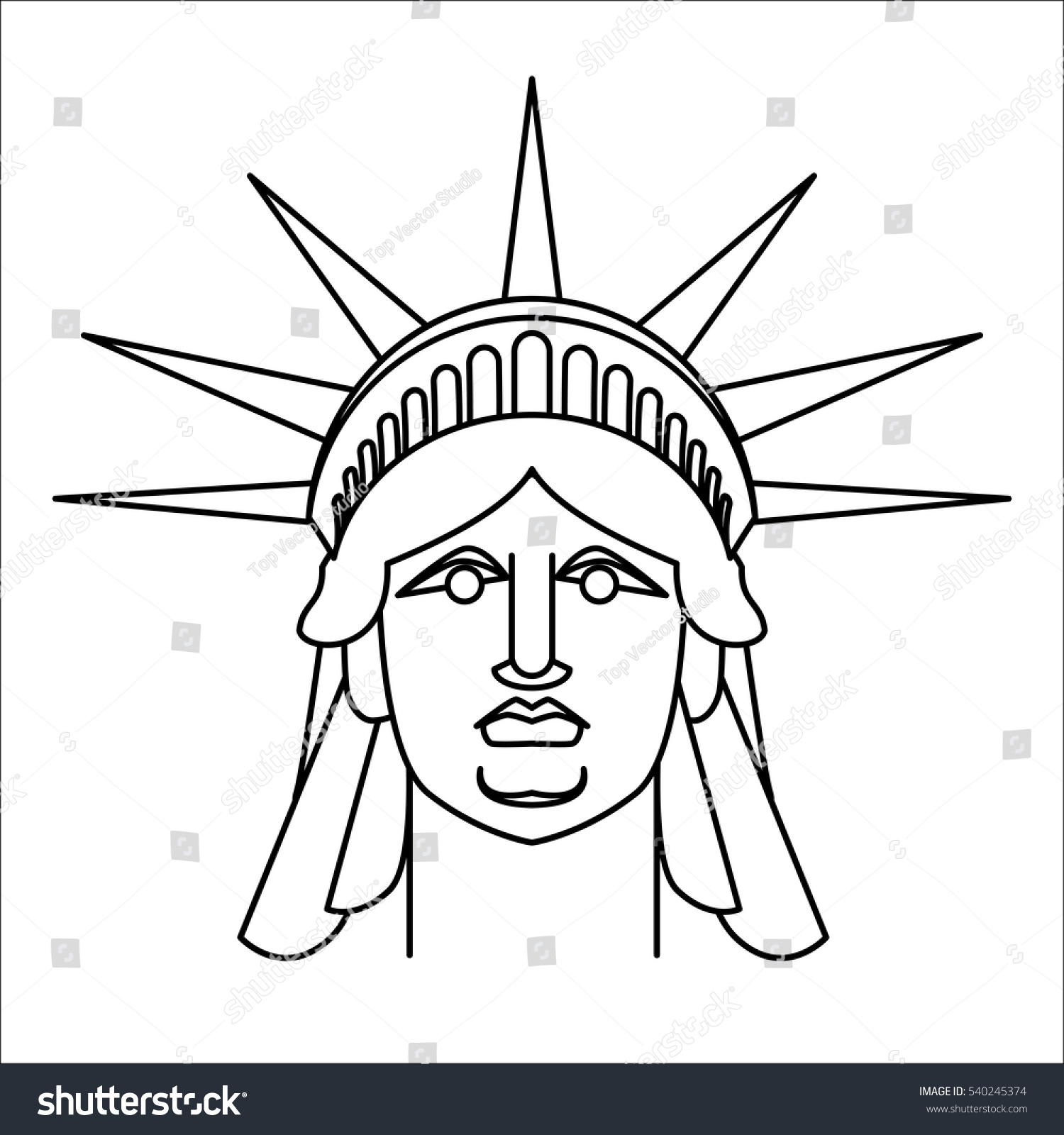 Head statue liberty linear style face stock vector royalty free