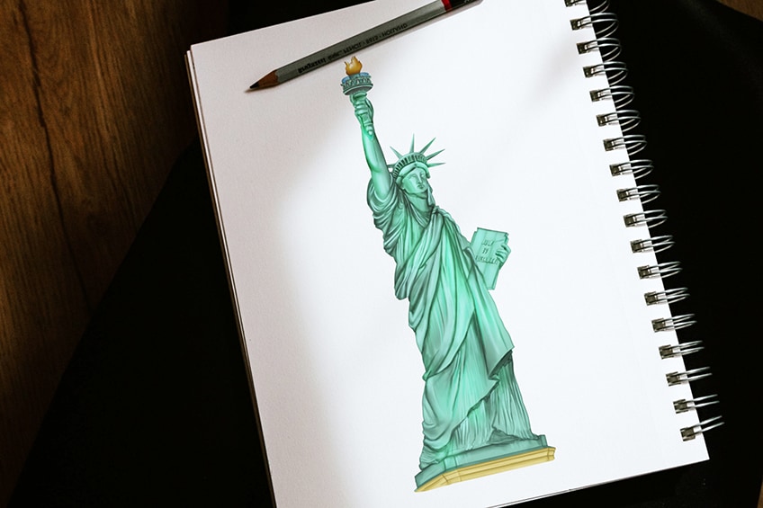 How to draw the statue of liberty