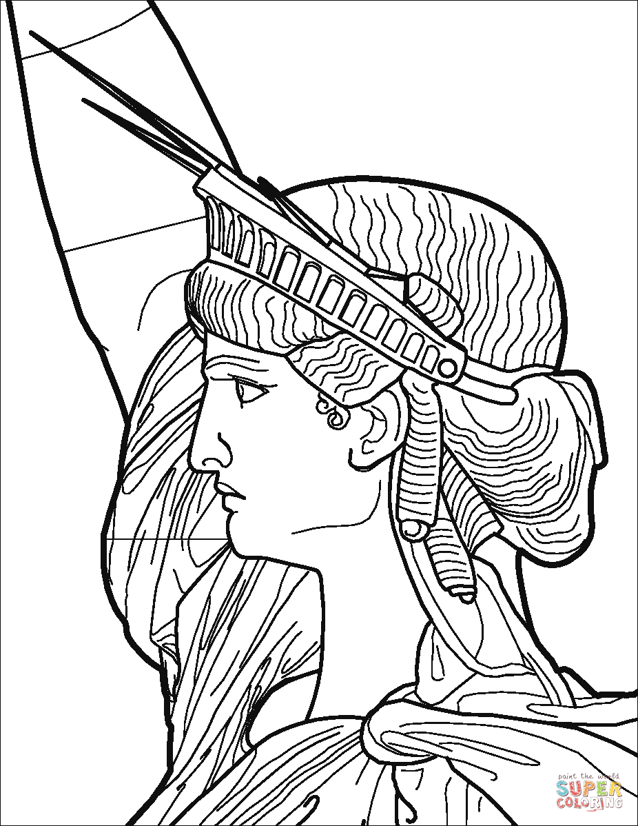 Statue of liberty crown and face coloring page free printable coloring pages