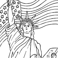 Lady liberty and flag coloring pages