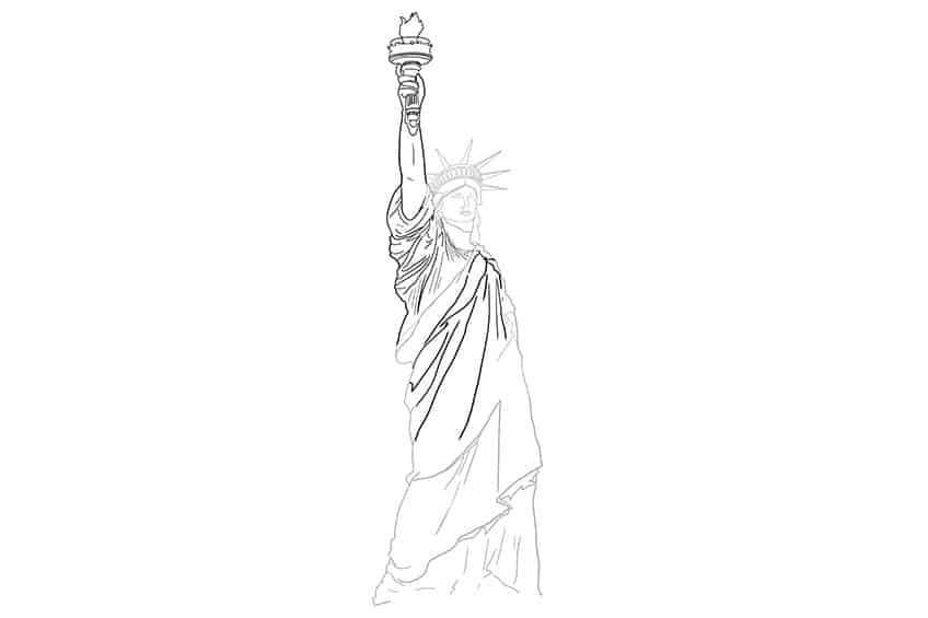 How to draw the statue of liberty