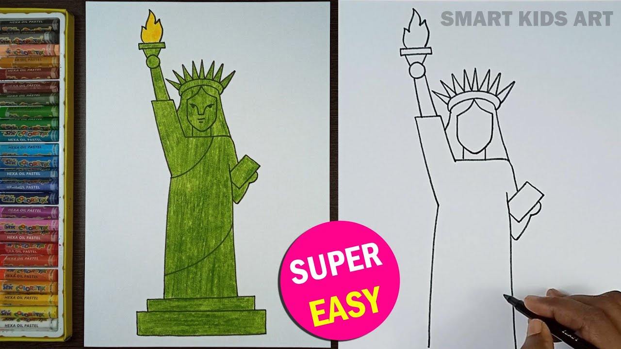 How to draw statue of liberty statue of liberty drawing easy drawing sart kids art