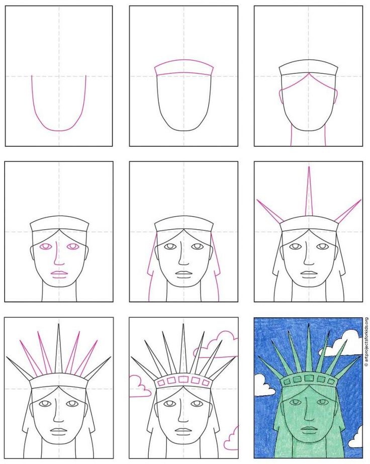 How to draw the statue of liberty tutorial video and coloring pages statue of liberty drawing kids art projects landmarks art