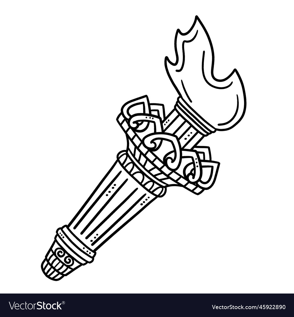 Statue of liberty torch isolated coloring page vector image