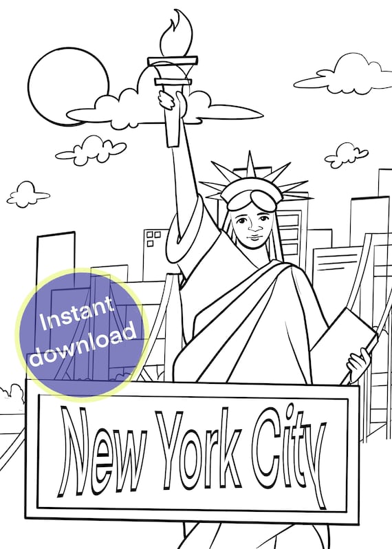 New york city ny coloring page for kids statue of liberty