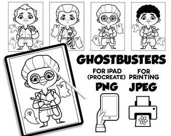 Ghostbusters coloring pages digital download coloring pages for procreate coloring book for kids for ipad ghostbusters printable