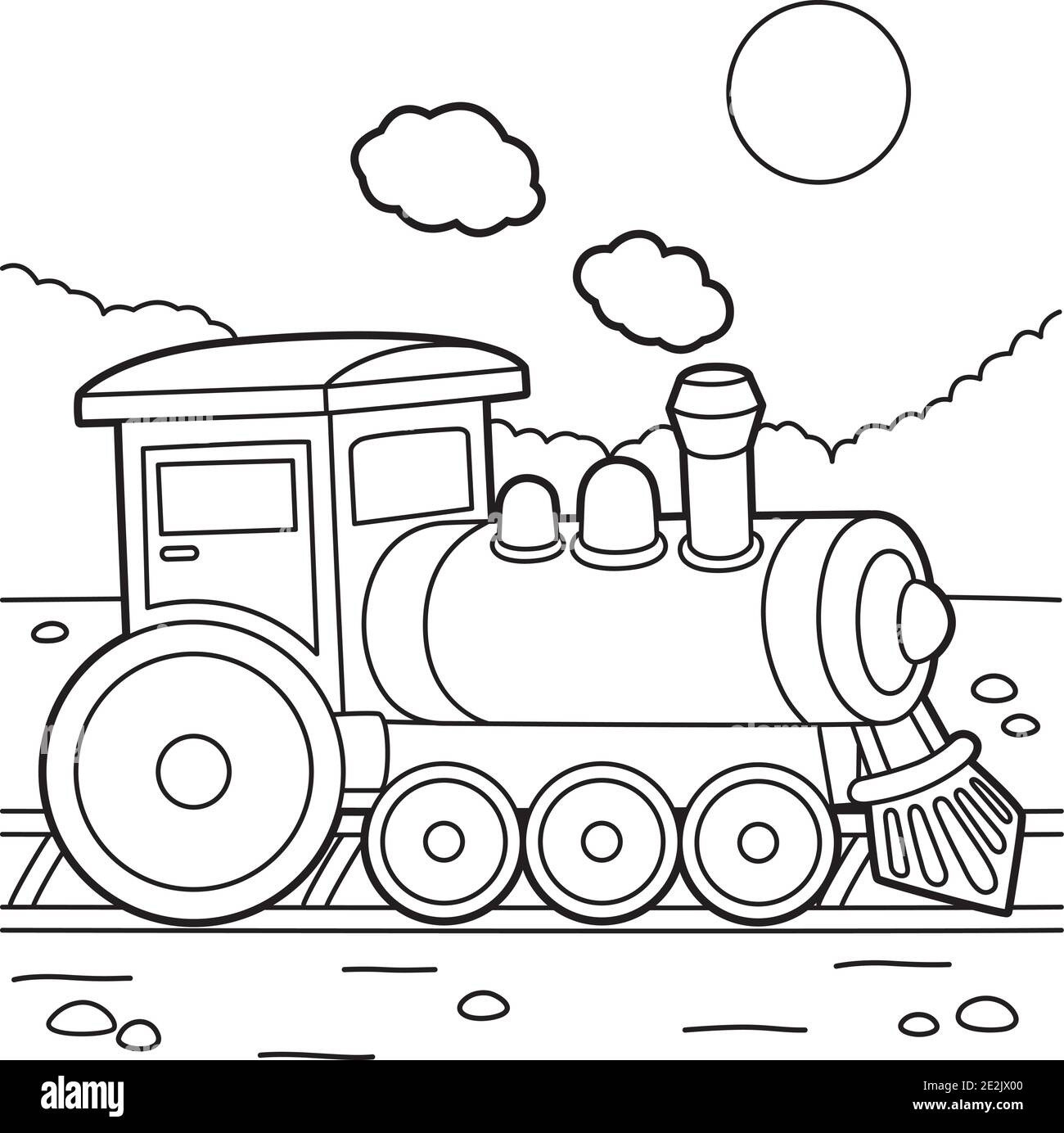 Steam lootive coloring page stock vector image art