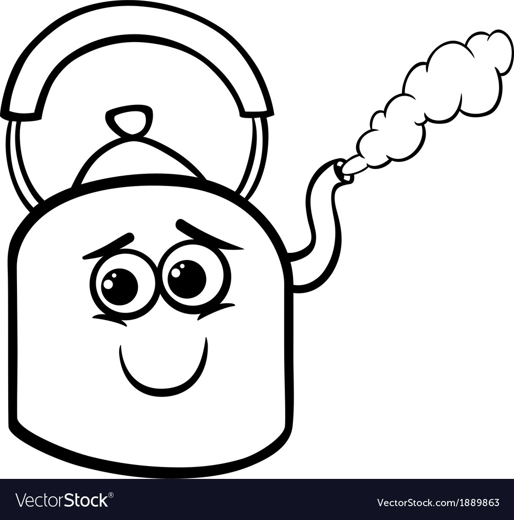 Kettle and steam coloring page royalty free vector image