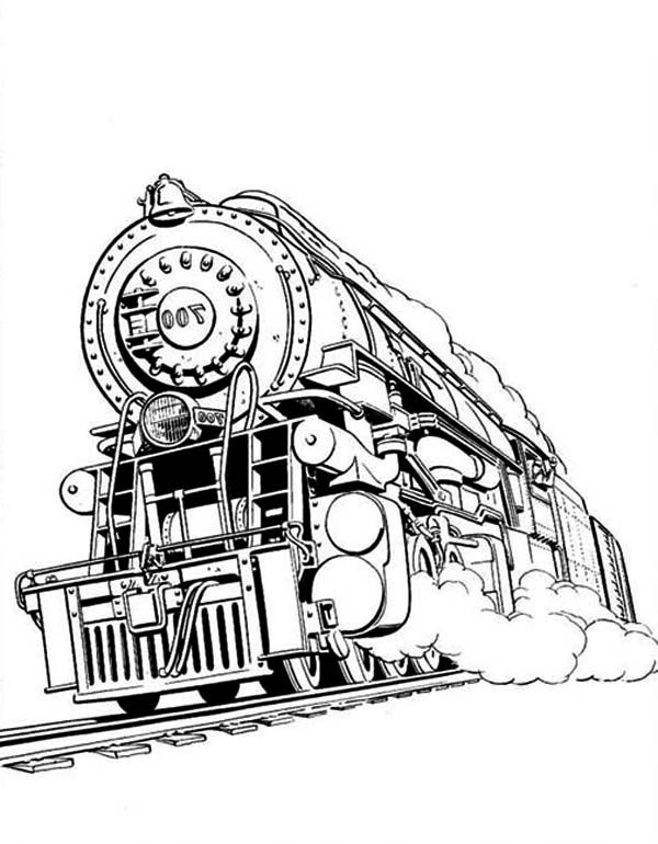 Awesome steam train coloring page