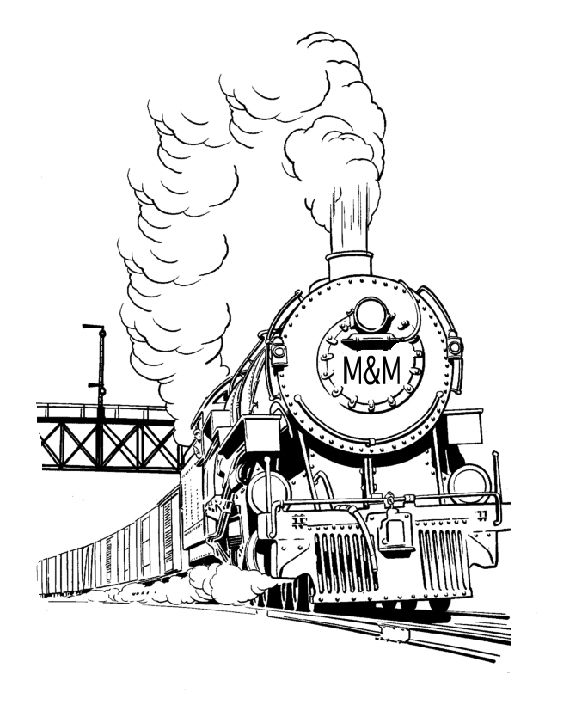 Mm railroad steam train coloring page