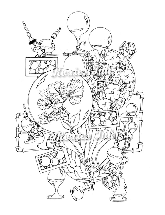 Eclectic bubbles steam punk coloring pages printable adult coloring book pages coloring sheets colour drawing instant download