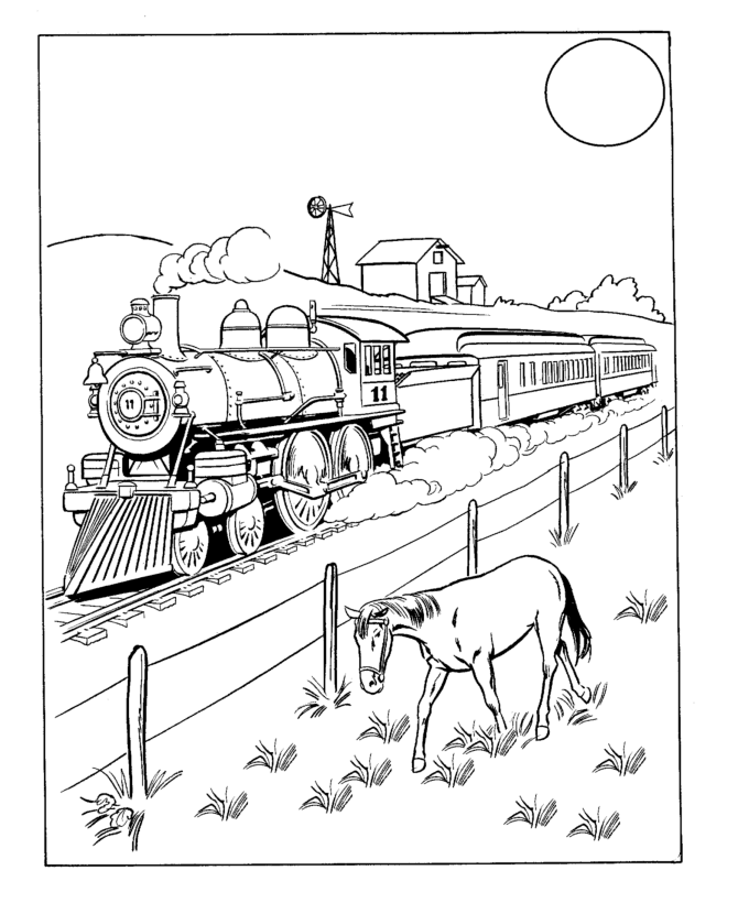 Old west steam train coloring pages