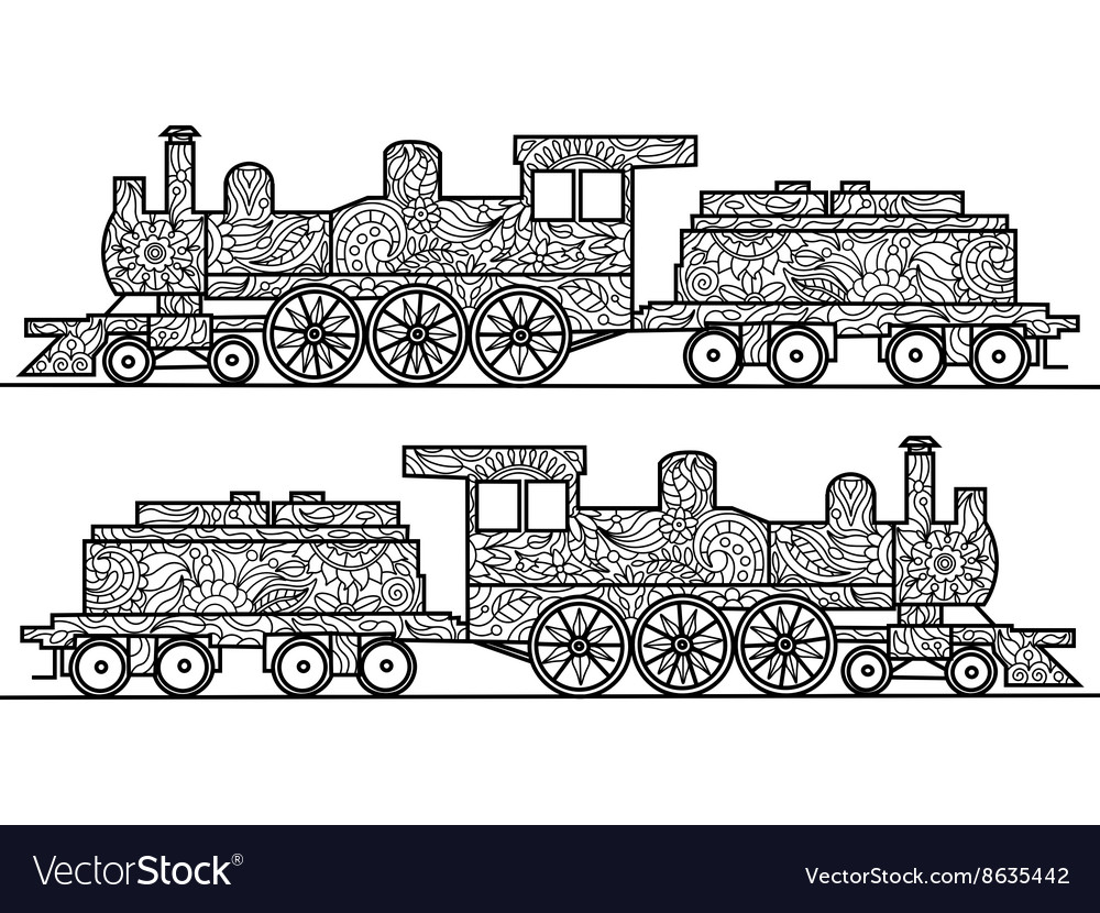 Steam lootive coloring book for adults vector image