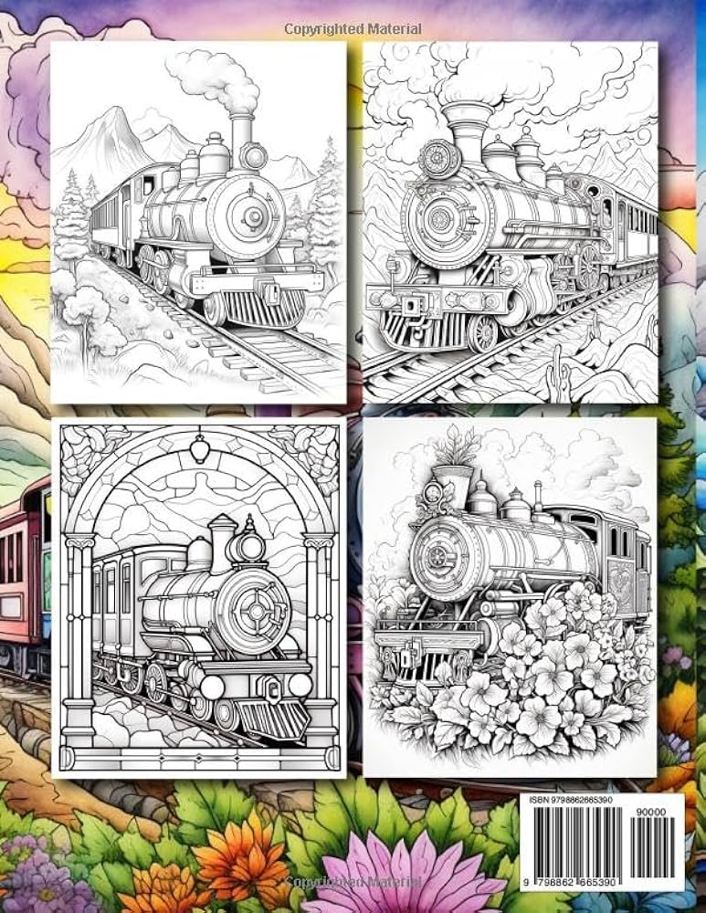 Steam trains coloring book charming lootives steam engine trains and railroads trains coloring pages stress relief and relaxation sketch illustrations for adults and trains lovers corner ls colorist books