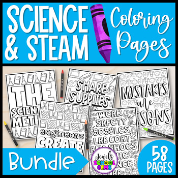 Science and steam coloring pages stem growth mindset coloring sheets bundle