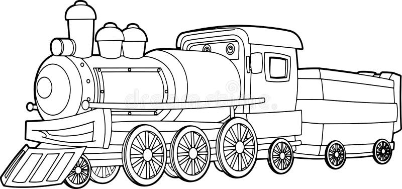 Cartoon funny looking steam train