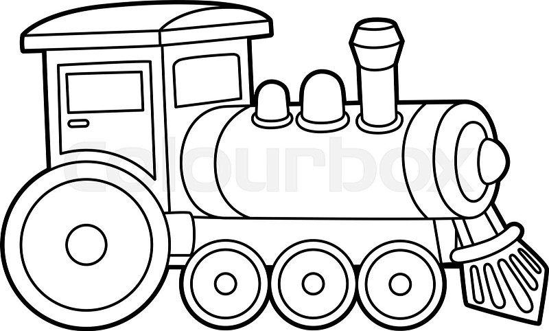 Steam lootive coloring page isolated for kids stock vector