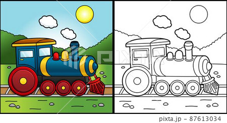 Steam lootive coloring page illustration