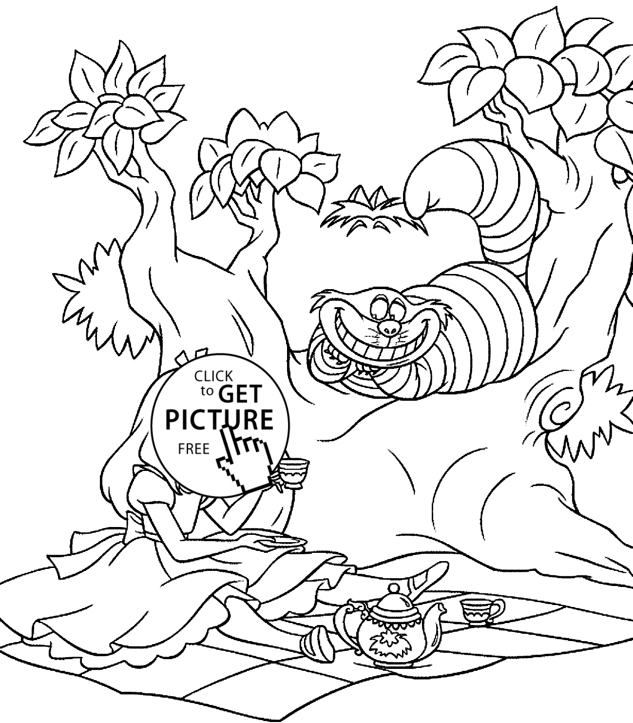 Trippy alice in wonderland coloring pages