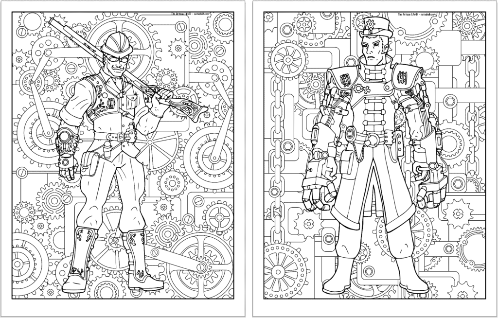 Free printable steampunk coloring pages for adults