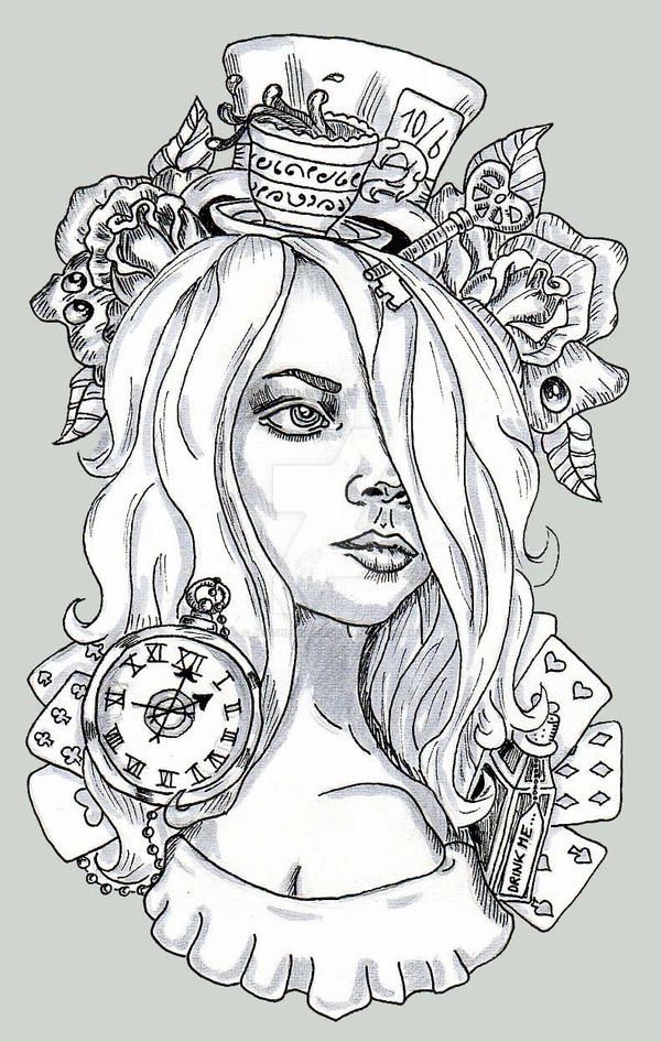 Alice by jentheripper on deviantart coloring book art adult coloring book pages steampunk coloring